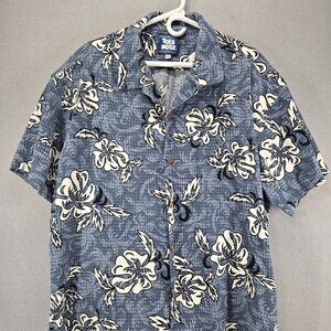 Toes On The Nose Men's Short Sleeve Hawaiin Button Up Shirt, XXL, Blue/White